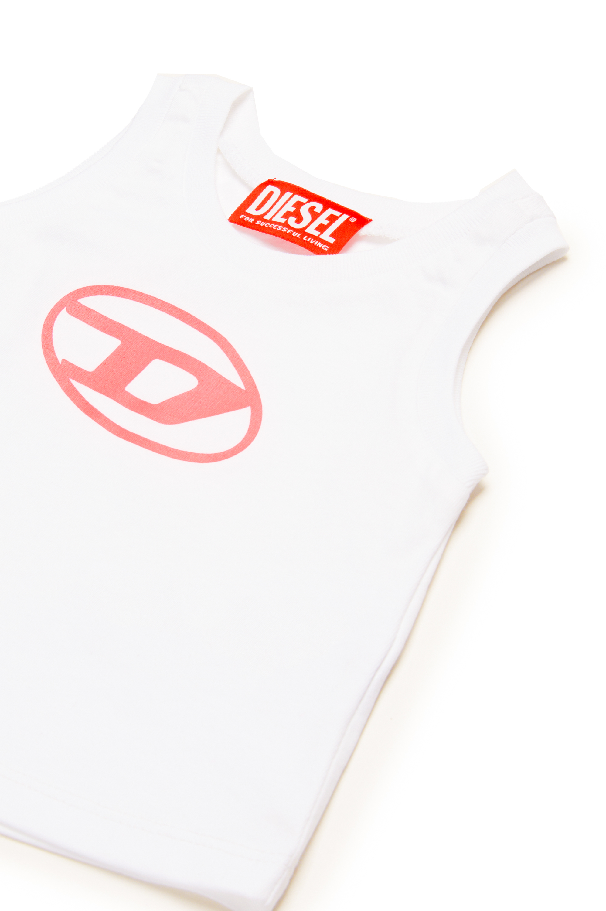 Diesel - MTARBIB, Camiseta sin mangas con logotipo Oval D Mujer in Blanco - 3