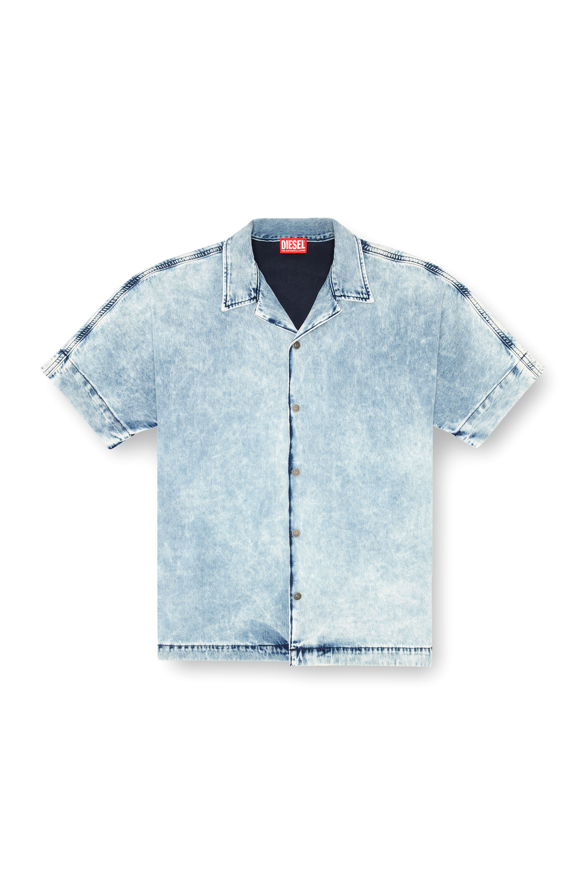 Diesel - D-NABIL-S, Camisa de bolos en denim con Oval D Hombre in Azul marino - 3
