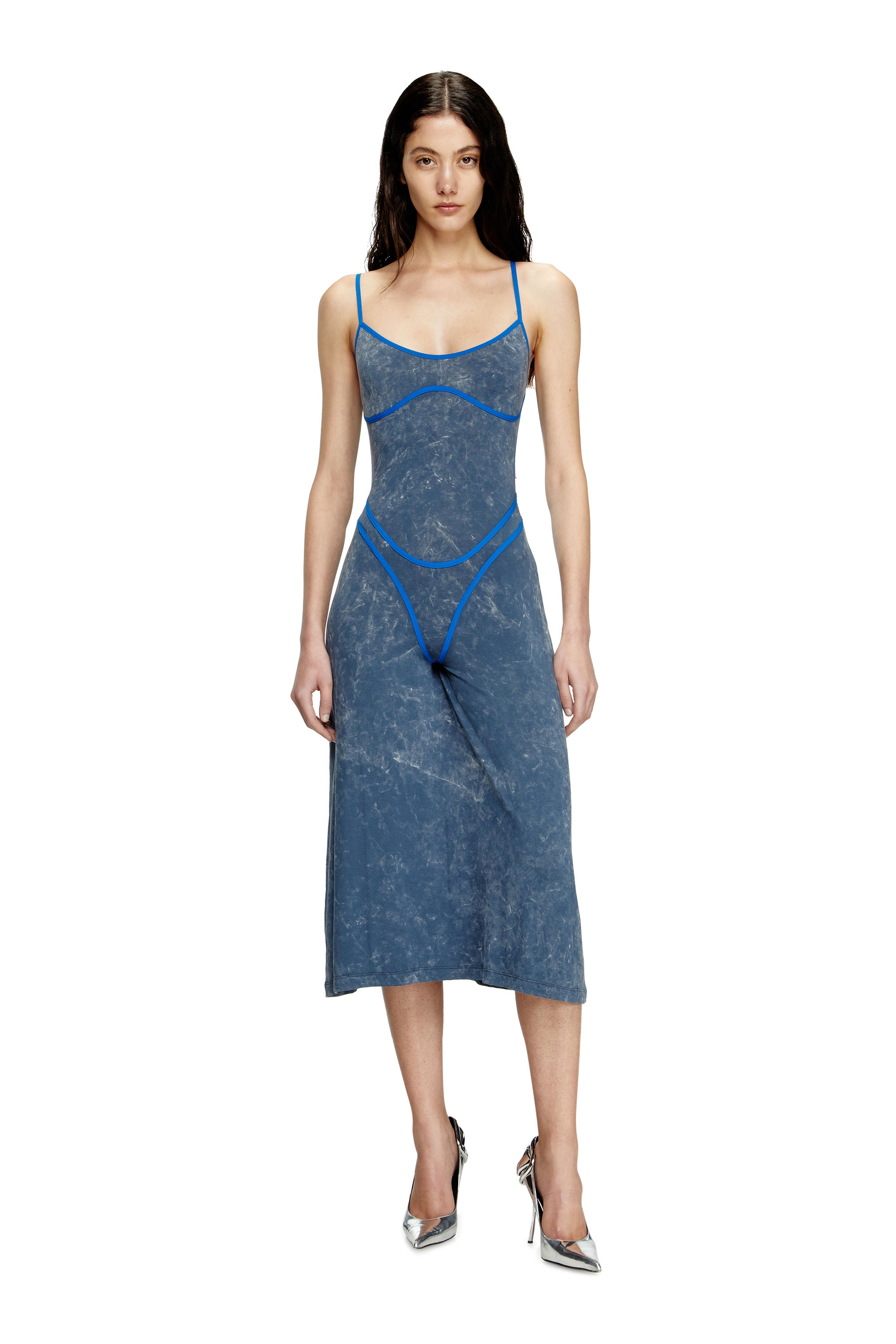 Diesel - D-WOW, Vestido de tirantes con detalle de ropa interior Mujer in Azul marino - 1