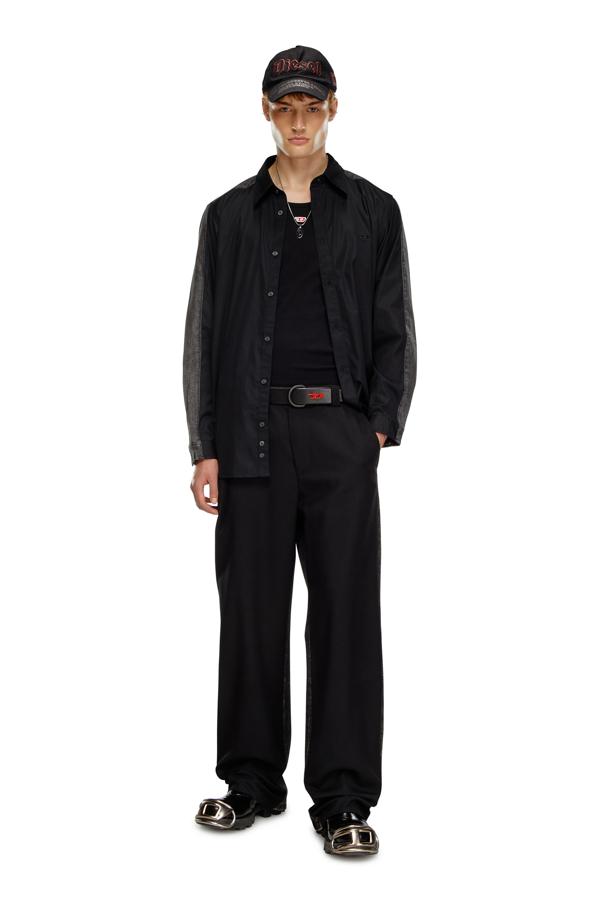 Diesel - S-SIMPLY-DNM, Camisa de popelín de algodón y denim Hombre in Multicolor - 2