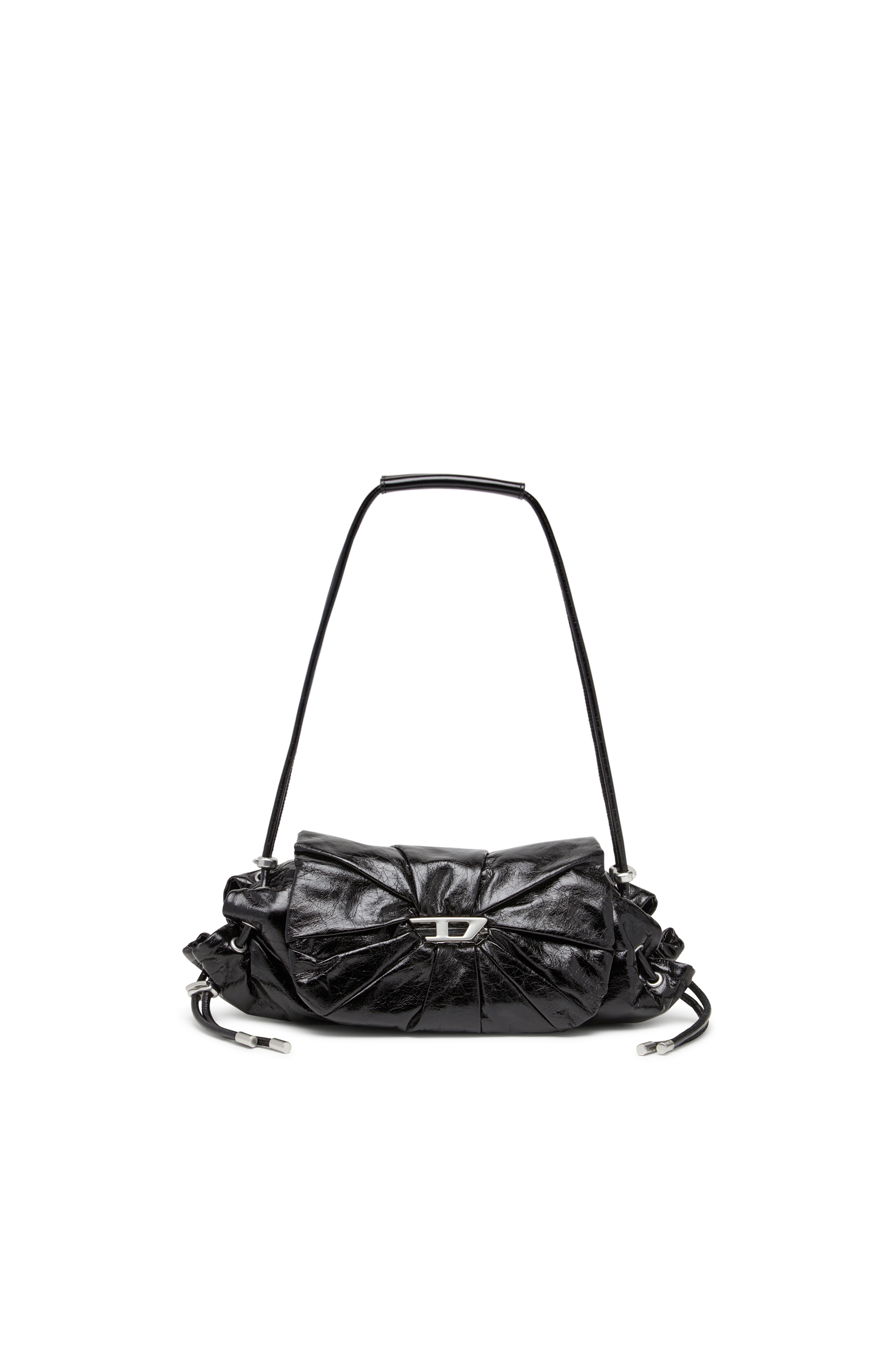 Diesel - SCRUNCH-D SHOULDER S, Scrunch-D S-Bolso de hombro de cuero arrugado Mujer in Negro - 1
