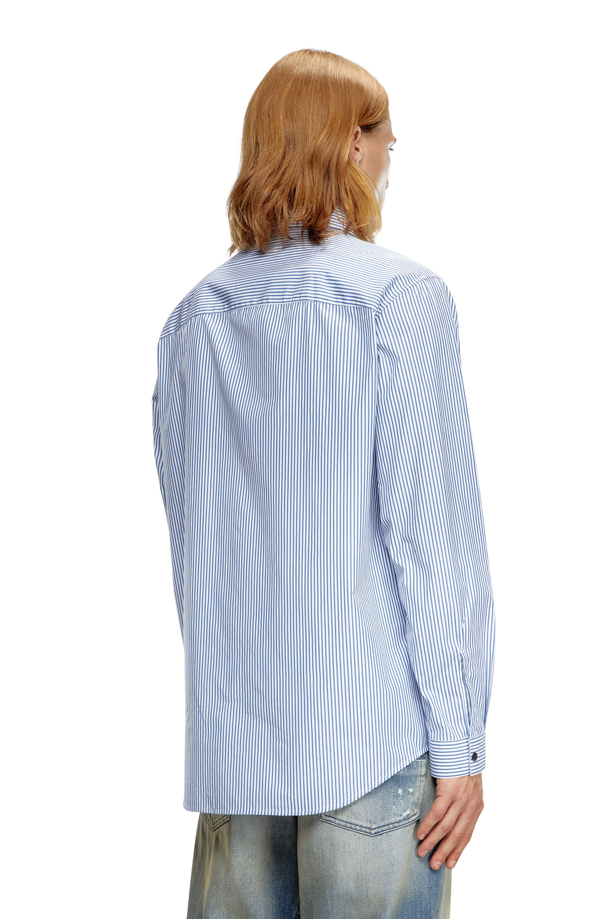 Diesel - S-SIMPLY-E, Camisa a rayas con bordado Oval D Hombre in Azul marino - 4